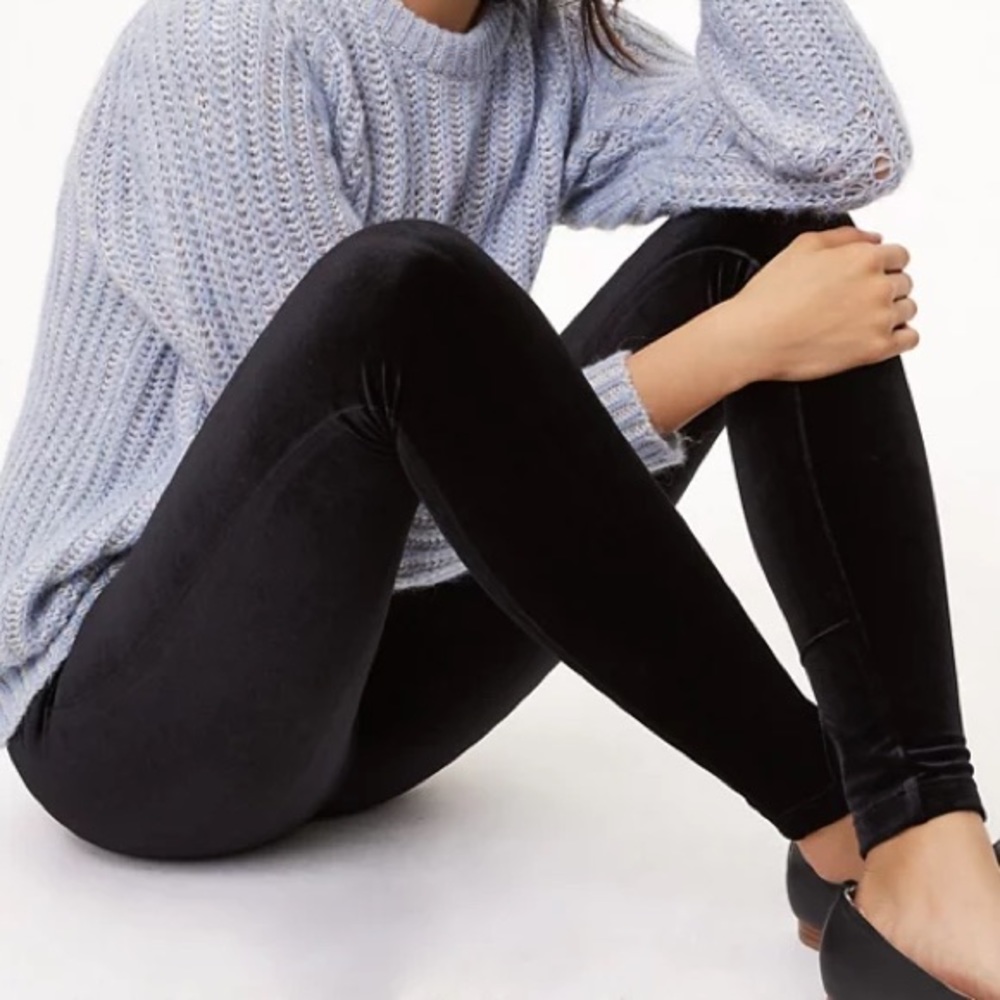 Loft black velvet Leggings